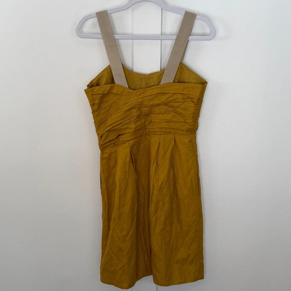 NEW J. Crew Women's Sun Dress Mustard Yellow Cotton Pleated Sleeveless SZ 4 NWT‎